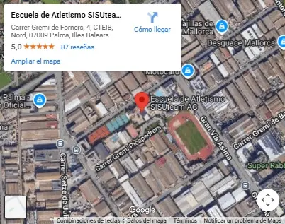 MAPA DE ESCUELA 1. Texto Alternativo (Alt Text) Ubicación Escuela de Atletismo SISU en el CTEIB Príncipes de España Palma